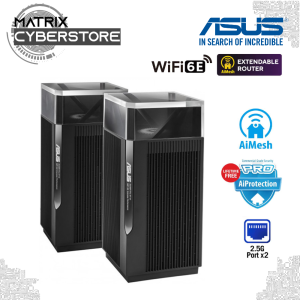 ASUS ZenWiFi Pro ET12 AXE11000 Tri-Band WiFi 6E Extendable Router - New 6Ghz Band Dual 2.5G LAN & WAN Ports AiMesh RangeBoost Plus AiProtection Pro Advanced Parental Controls