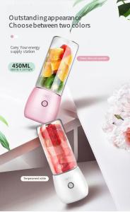 Portable Blender TANPA KABEL /Juicer 450ML ORIGINAL PREMIUM - WARNA Merah Muda