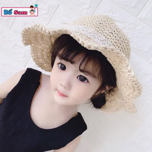 Mũ cói cho bé từ 2-6 tuổi rộng vành viền ren dễ thương Shop Bố Sam