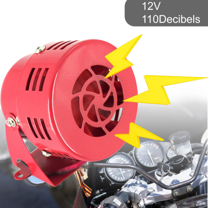 12V Red Mini 110dB Air Raid Siren Horn Speaker Alarm Car Truck Sound