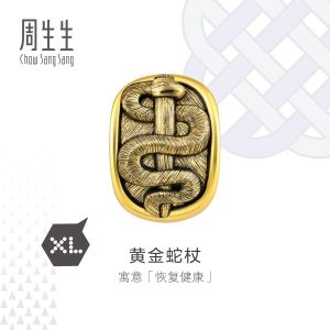 Chow Sang Sang 周生生 XL Charme 999 Gold Rod of Asclepius Charm 92007C for Men and Women (Bracelet Not Included)