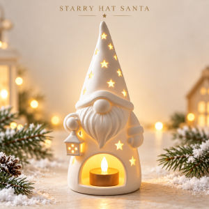 3D Printed Santa Candle Holder WhiteChristmas Tabletop Decoration Holiday Ambient Light Xmas Decor