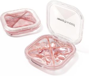 1 Pack Small Pink Pill Organizer 4 Compartments Compact Stylish Travel Camping Pill Case Portable and Moistureproof to Store Vitamins Medication and Supplements