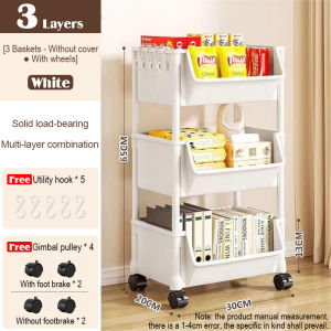 3 4 5 Tier Storage Rack Removable Multilayer Trolley Book Rack With Wheels Household Lliving Room Kitchen Office Multifunctional Trolley Rak Buku Storage Box 置物架小推车