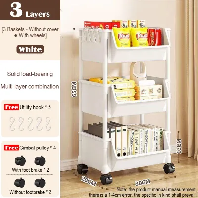 Multi-Layer Book Storage Rack With Wheels Household Removable BookShelf Kitchen Storage Rak Large Open Storage Trolley Rak Buku