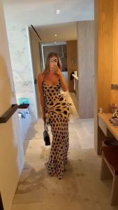 Polka Dots Print Detachable Scarf Sling Dress 2026 New Ladies Slim V-neck Spaghetti Strap Long Robes Womens Beach Dresses2026