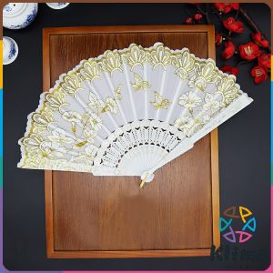 KLIMO Wedding Dance Party Fashion Hand Fans For Chinese Style Flower Folding Hand Held Fan Lace