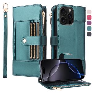 Shockproof Phone Case For iPhone 16 15 14 13 12 11 Pro Max iPhone 16 15 14 Plus Magnetic Leather Wallet Multi-Card Slot Flip Cover Casing