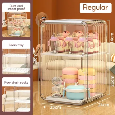 Luxurious Baby Cutlery Storage Box Dust-proof Insect-proof Height adjustable Baby Bottle Food Tools