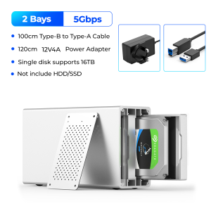 ORICO WS Series 3.5 inch 2 Bay Type C HDD Docking Station Aluminum HDD Enclosure 5Gbps 12V Adapter HDD Case