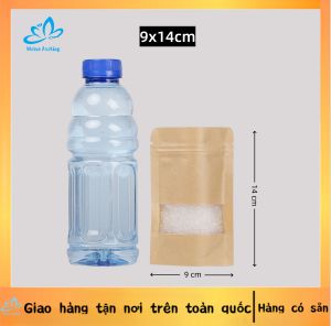 100 cái túi zip thực phẩm  nhiều kích thước Túi giấy zip kraft vàng có cửa sổ tràn viền đáy đứng túi zipper giấy đựng thực phẩm chất lượng cao