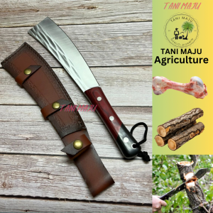 TANI MAJU Carbon Steel Butcher Knife with Leather Sheath