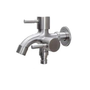 2 Way Faucet Bibcock 1in2 out Head Water Washer Tap Dual Function Tap Pipe Tape Wall Mounted Faucet Bathroom Kitchen valve Faucet Multifunctional washing machine faucet quick open Mop Sink Universal Faucet