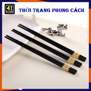 Bộ 10 đôi Đũa mạ vàng Đũa ăn cao cấp khảm vàng hàn quốc Chống Trơn- Chống Trượt- Chống Mốc- Bền Màu