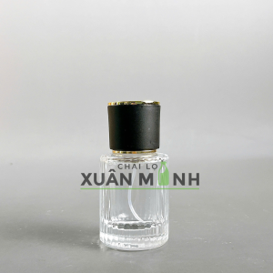 Vỏ rỗng Chai chiết nước hoa 30ml 50ml thuỷ tinh sọc hình trụ nắp đen dày dặn