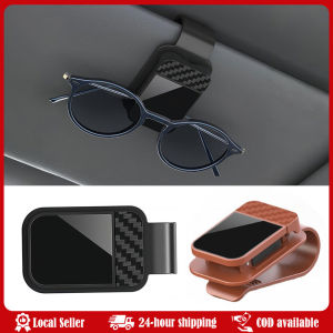 Car Sunglasses Clip Sun Visor Glasses Holder with Card & Ticket Storage Stable Eyeglasses Hanger Sun Visor Sunglasses Holder Compact Car Glasses Holder for Cars Trucks SUVs