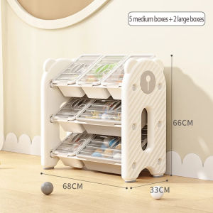 Playpark Childrens Large Toy Organizer with Cover Storage Rack Cabinet Playroom Multifunctional Book Organizer Shelf