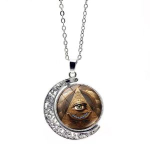 Moon Ruth Womens Vintage Sweater Chain Rotating Pendant Necklace Jewelry Sweater Chain