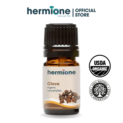 Tinh Dầu Đinh Hương Organic Hermione Natural Life 100% Thiên Nhiên Nguyên Chất Cao Cấp Nhập Khẩu Thơm Dịu Nhẹ Xông Thơm Phòng Giúp Giảm Stress Kiểm Nghiệm Quatest 3