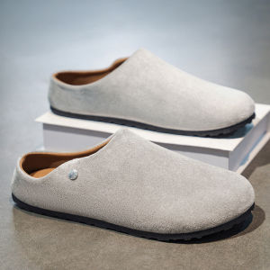 MenS Spring And Autumn Mule Shoes Slip-On Heelless Vintage Versatile Casual Office Closed-Toe Half Slippers