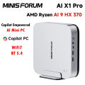 MINISFORUM AI X1 Pro Mini PC AMD Ryzen AI 9 HX 370 (12Cores/24 Threads) AMD Radeon 890M Mini Gaming PC DDR5 96GB 2TB SSD WiFi 7 BT5.4 Dual 2.5G LAN 8K Quad Output Oculink Copilot PC Office PC Gaming. 