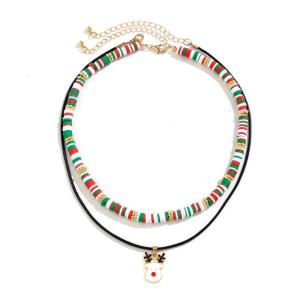 1 Set Christmas Beaded Necklace Fashionable Pendant Neck Chain Adjustable Layering Cool Girls Y2K Clavicle Chain