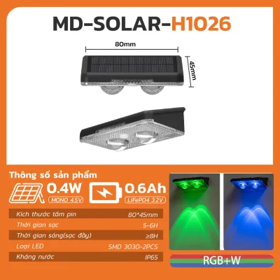 Đèn Hắt Tường Mini Năng Lượng Mặt Trời MODI SOLAR Nhiều Màu Trang Trí Sân Vườn