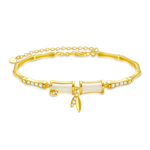 CTS S925 Silver Hetian Jade Lucky Bamboo Bracelet CHOW TAI SENG 周大生 S0WA00110CH