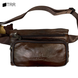 THAILEATHERGOODS กระเป๋าหนังแท้ กระเป๋าคาดเอว สายปรับความยาวได้ รุ่นสามซิป