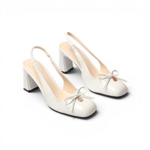 Giày Cao Gót Nữ Slingback 7cm Hậu Thun Đính Nơ Phối Khóa Thời Trang Pixie H475