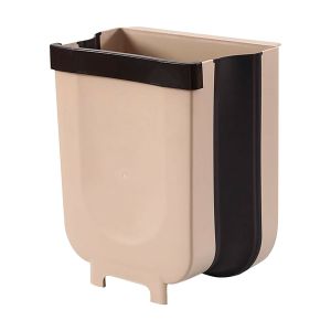 Folding Waste Bin Kitchen Cabinet Door Hanging Trash Bin Can Wall Mounted Trashcan for Bathroom Toilet Waste Storage