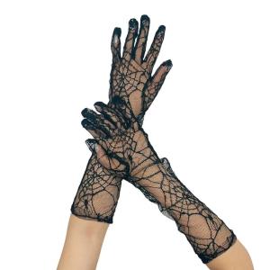 Elegant Lace Gloves Spider Web Glove for Women Fashionable and Mysterious Full Finger Gloves for Halloween Party