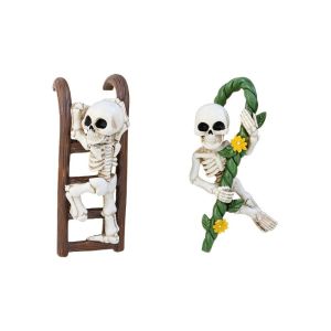YOUSHI TOP 2PCS Đáng sợ Người ôm chậu hình bộ xương Nhựa Đồ trang trí thu nhỏ Tượng treo hình đầu lâu thang Sáng tạo Chống chịu thời tiết Tượng hình bộ xương leo núi Đồ trang trí Halloween