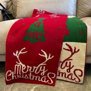 New Arrival Custom Logo Printed Red Knitted Scarf Shawl Winter Warm Holiday Christmas Decoration