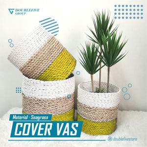 Keranjang Anyaman isi 3 / Cover Pot / Keranjang Seagrass / Hiasan Anyam (size 201715) / cover pot seagrass warna random free pot 12 cm