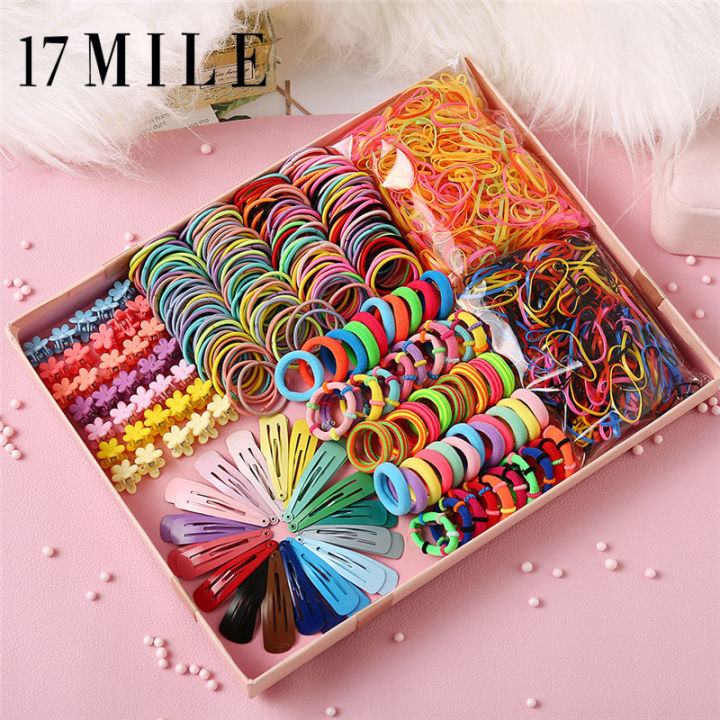 17 MILE Fashion Korean Colorful Hair Tie Hairclip Set Elastic Hair