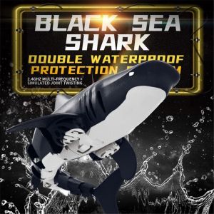 Electric Shark RC Boat Vehicles with 2 Batteries 2.4G 4CH Waterproof Swimming Pool Simulation Model Toys