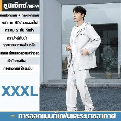 🌧️กันน้ำ 100%💯ชุดกันฝน เสื้อกันฝน เสื้อกันฝนมอเตอร์ไซค์ มีแถบสะท้อนแสง รุ่นหมวกติดเสื้อ ชุดกันฝนแบบหนา เนื้อผ้าแห้งเร็ว