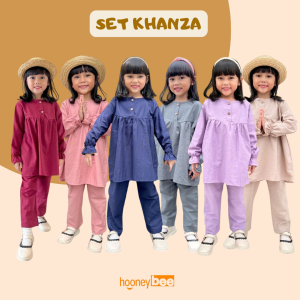 Setelan Anak Cewek Khanza Linen Hooneybee Junior Mix Warna Size 2-10 TH