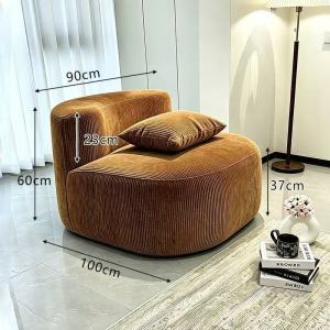 UrbanSpace SG- Simple Modern Tofu Block Fabric Sofa Lazy Sofa Round Single Leisure Chair Beige All-Match Living Room Furniture