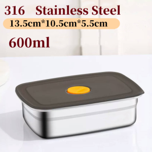 INXX Stainless Food Container Stainless Steel Fresh Keeping Box Storage Container Tray With Lid German Food Grade Large Capacity Vacuum Sealed Leak-proof Antimicrobial Fridge Frozen Heat Safe Kitchen Fresh Keep Lunch Box