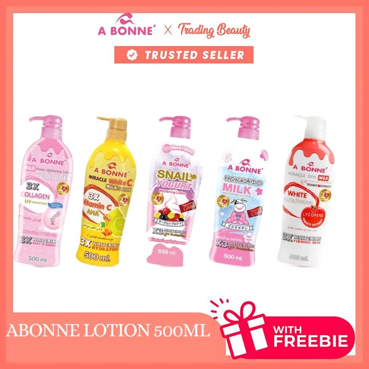 Abonne Milk Power Lightening W/ Collagen Lotion, Tomato, Vitamin C, Hokkaido 500ml  [FREE SOAP] ORIGINAL