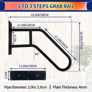 Sincecu Metal na Handrail sa Labas | Wall Mounted Grab Bar para sa Hakbang | Para sa Matatanda at Buntis