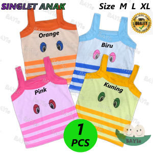 BAYIe - 1 PCS Kaos Singlet/Tanktop/Tengtop/Kutung Anak Perempuan Cewek Motif Mata/Sofia Size M L XL