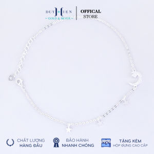 Lắc Chân Bạc Nữ Duy Hiển Nguyên Chất S990 Hình Trăng Sao Nhỏ Xinh Đính Đá Sáng Lấp Lánh