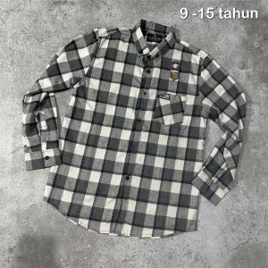 Kemeja Flanel Motif Kotak-Kotak Lengan Panjang Anak Laki-laki Gaya Casual Usia 9-15 Tahun