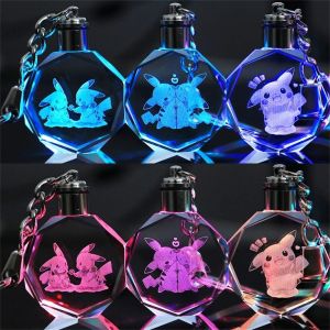 THOMA Túi Keyring Đồ Chơi trẻ em Togepi dây chuyền Charizard Eevee Pikachu Keychain Pokemon Keyring Pha Lê Keychain Keychain sáng