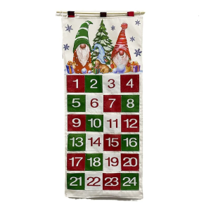 24 Pockets Fabric Christmas Calendar Hanging Ornaments Party Advent Drawstring Bags Embellishments Pendant Ornaments