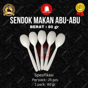 (1 PACK) SENDOK MAKAN PLASTIK ISI 25PCS KUAT TERMURAH!! PUTIH & ABU