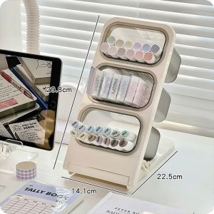 Plastic Slanted Pen Holder Stationery Pen Storage Box Large Capacity Foldable Cosmetics Bucket